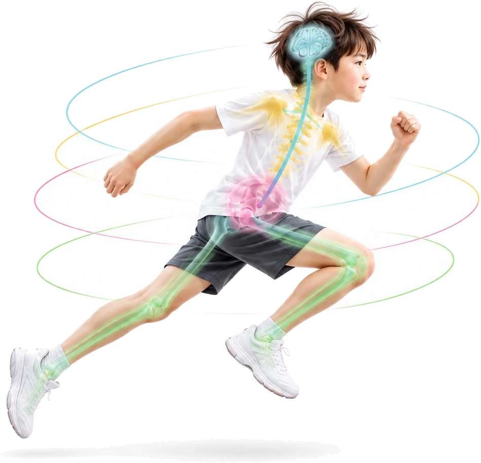 全身が連動して走る子ども